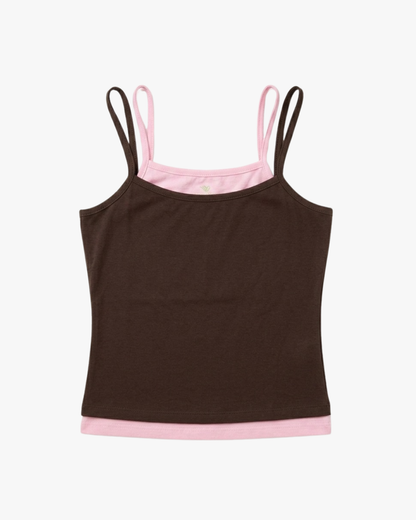 LAYERED TOP - BROWN/PINK