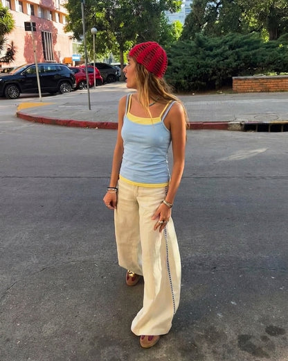 LAYERED TOP - BLUE/YELLOW