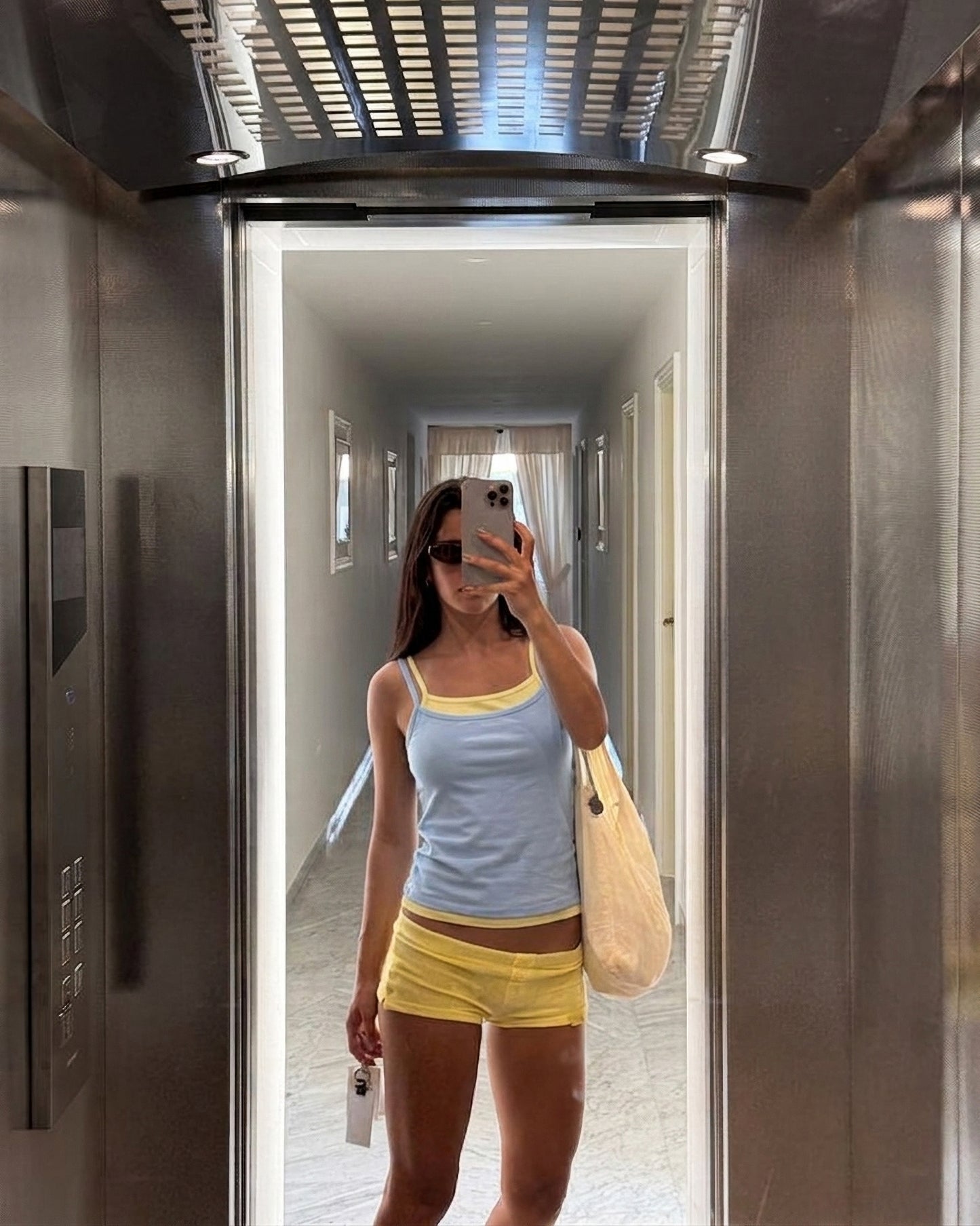 LAYERED TOP - BLUE/YELLOW