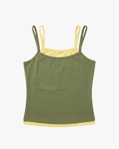 LAYERED TOP - GREEN/YELLOW