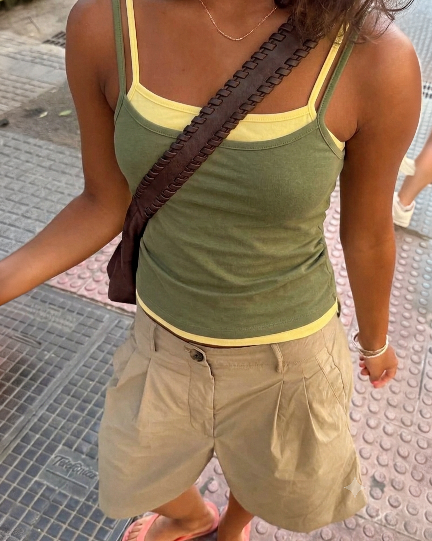 LAYERED TOP - GREEN/YELLOW
