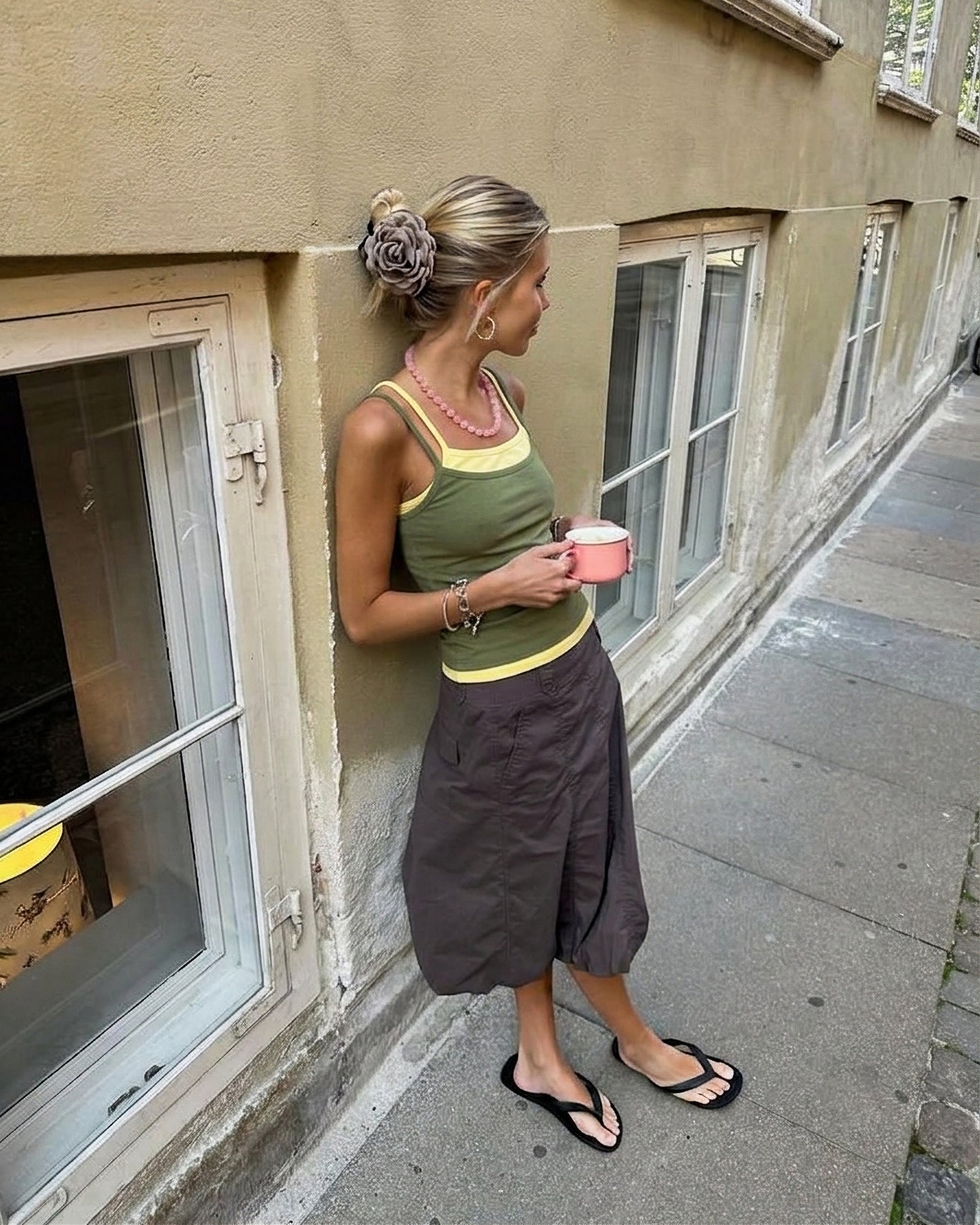 LAYERED TOP - GREEN/YELLOW