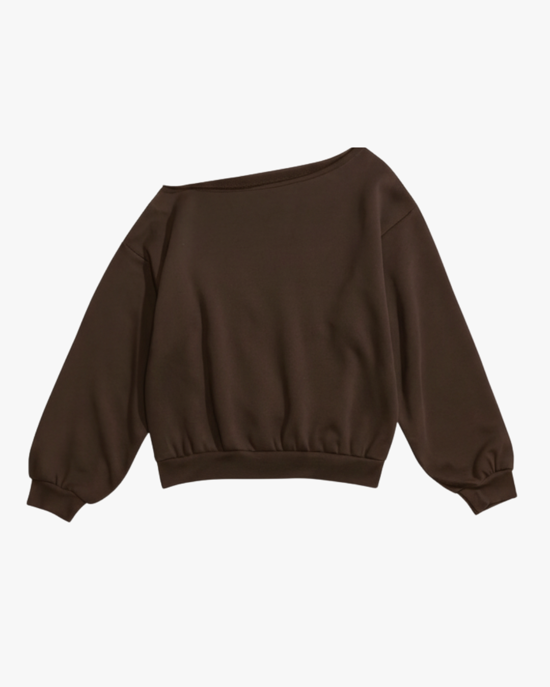 ONE SHOULDER ASYMMETRICAL SWEATER - BROWN