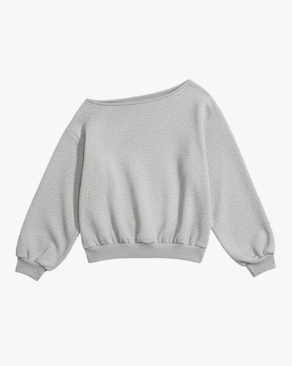 ONE SHOULDER ASYMMETRICAL SWEATER - GREY