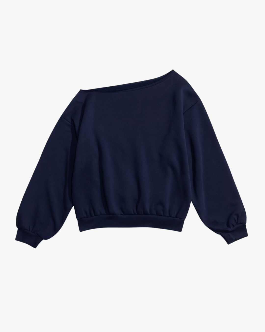ONE SHOULDER ASYMMETRICAL SWEATER - NAVY