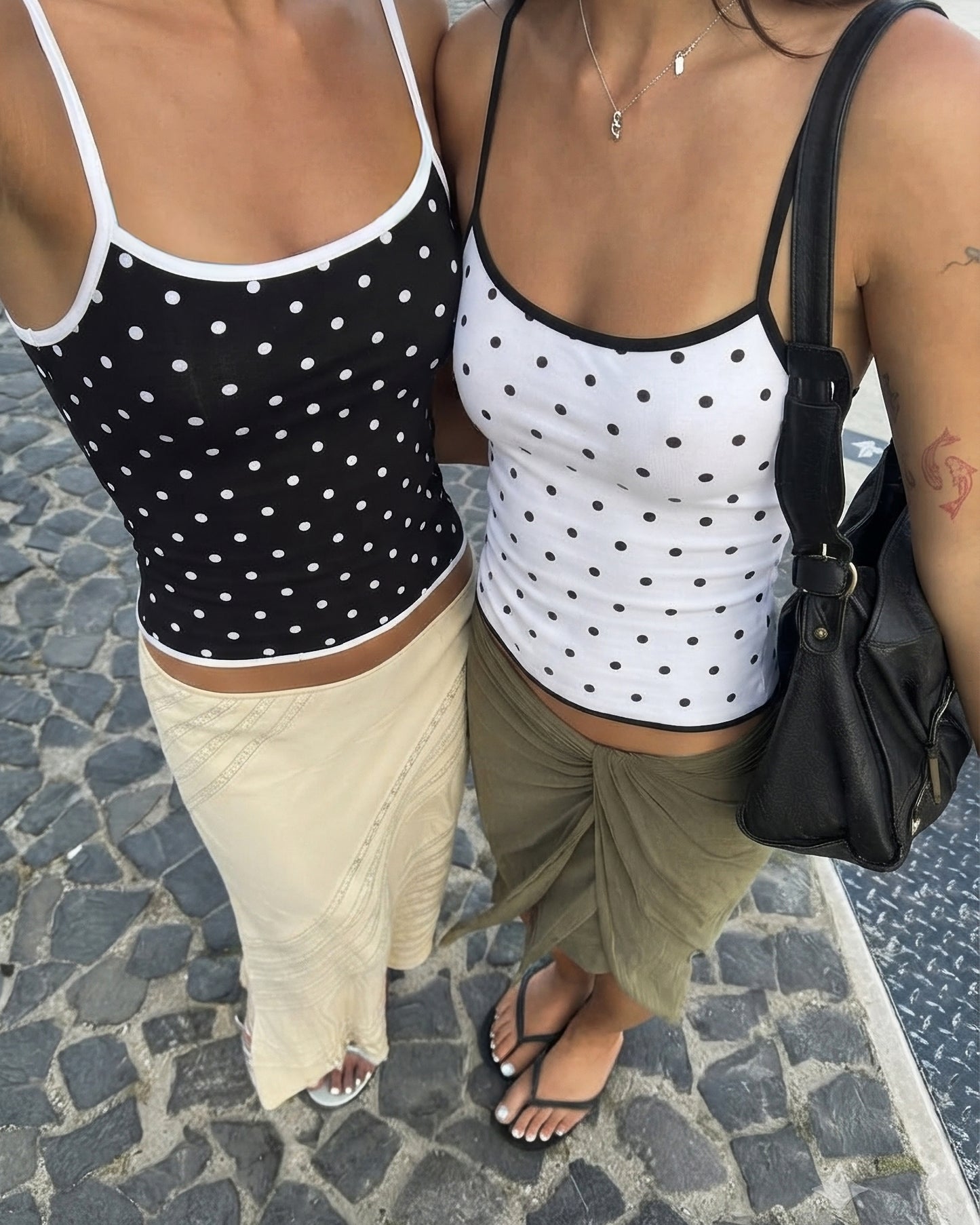 POLKA DOT TOP - BLACK/WHITE