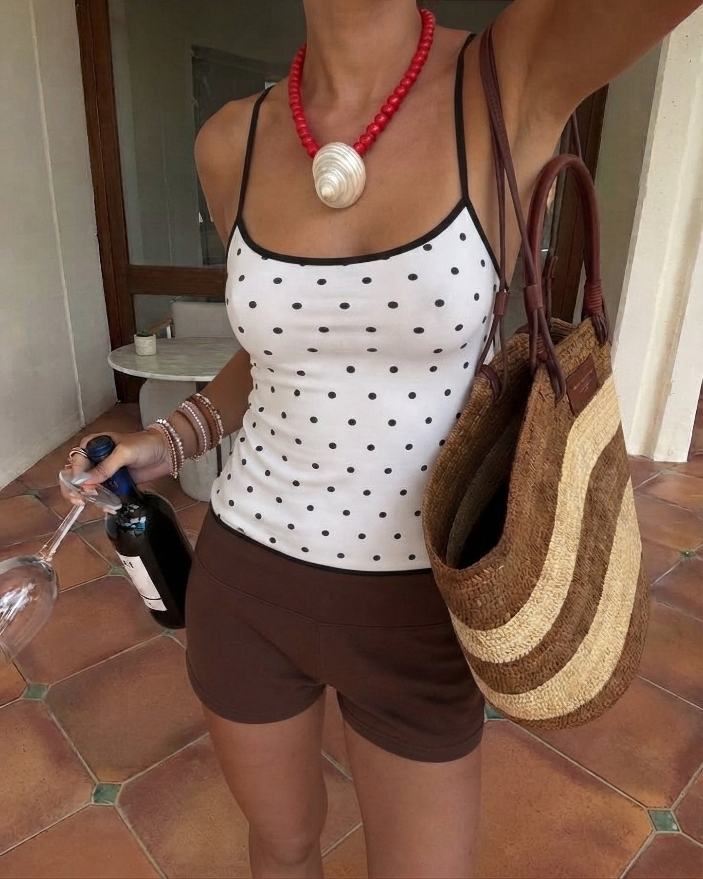 POLKA DOT TOP - WHITE/BLACK