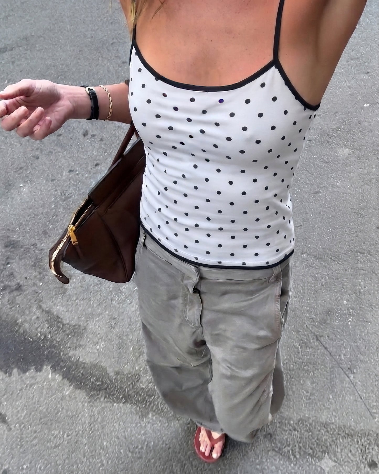 POLKA DOT TOP - WHITE/BLACK