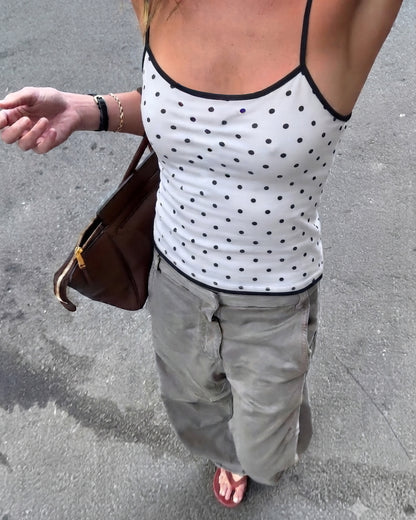 POLKA DOT TOP - WHITE/BLACK