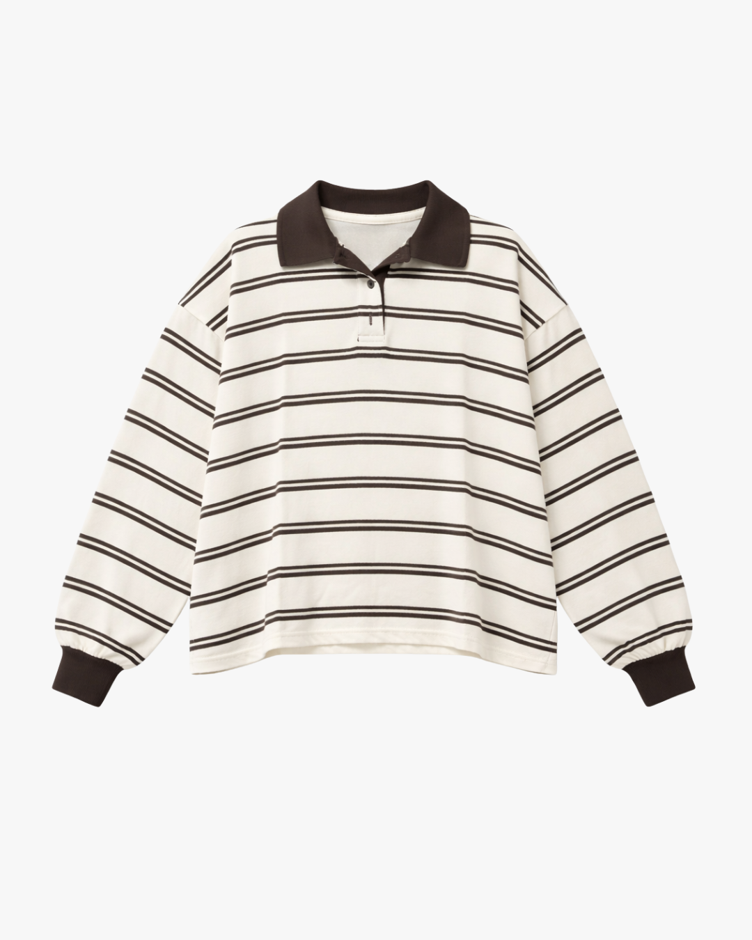 STRIPED POLO - CREAM/BROWN