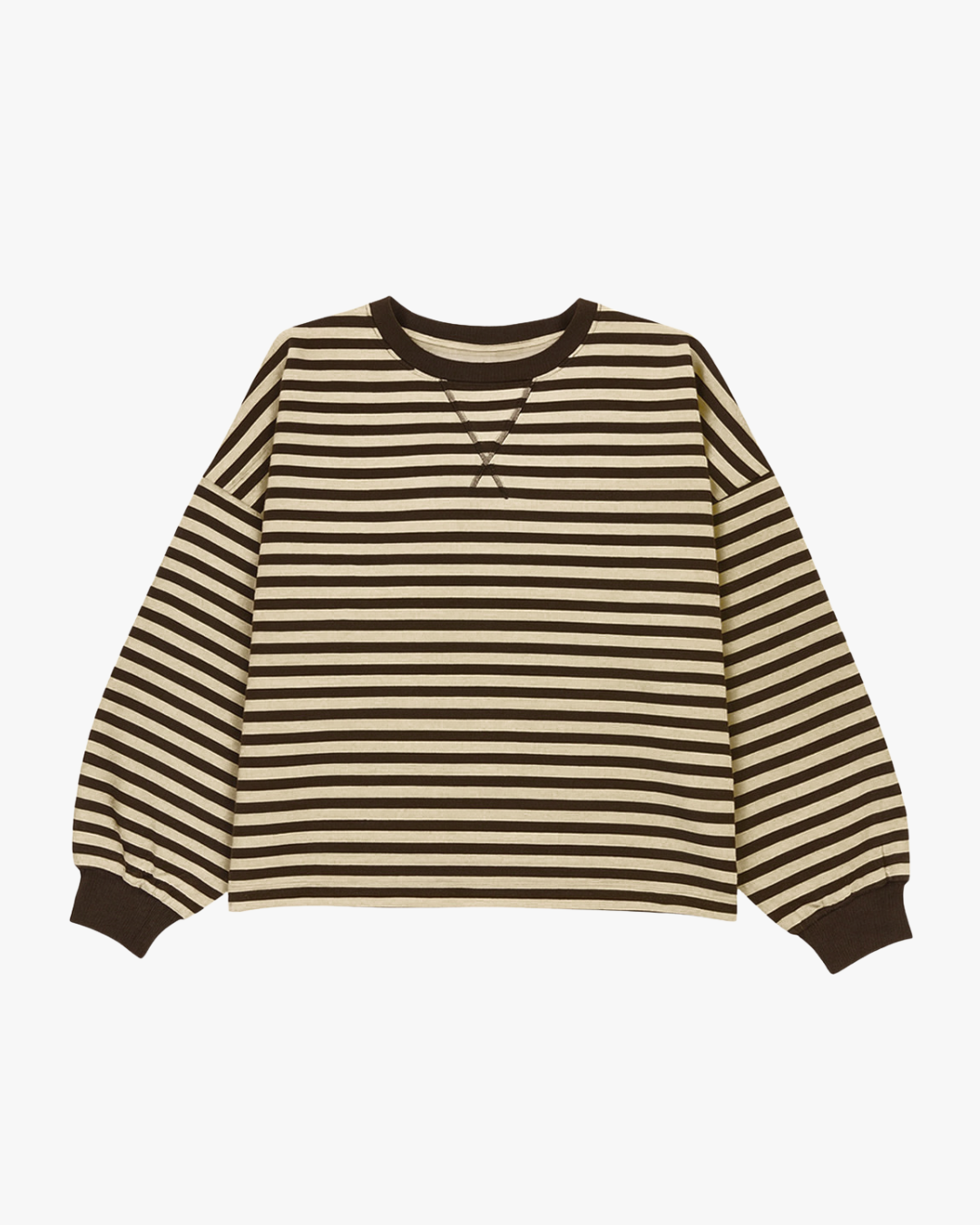 STRIPED SWEATER LONGSLEEVE - BEIGE/BROWN