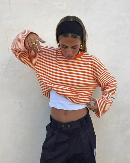 STRIPED LONGSLEEVE - ORANGE/WHITE
