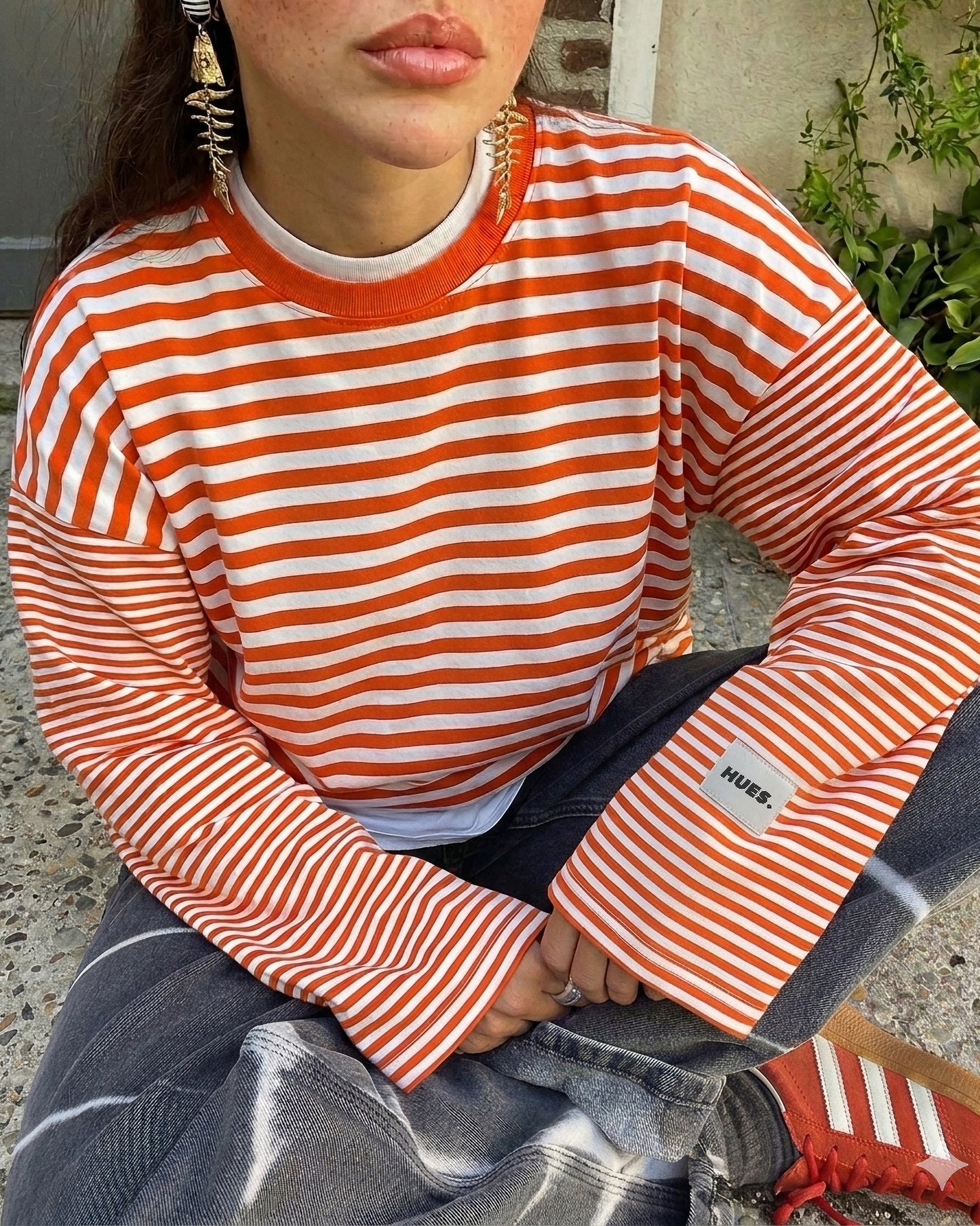 STRIPED LONGSLEEVE - ORANGE/WHITE