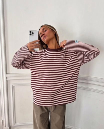 STRIPED LONGSLEEVE - PINK/BROWN