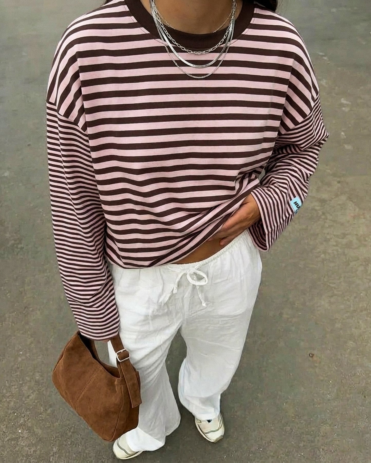 STRIPED LONGSLEEVE - PINK/BROWN