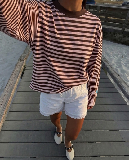 STRIPED LONGSLEEVE - PINK/BROWN