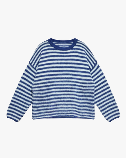 STRIPED FUZZY KNIT - BLUE