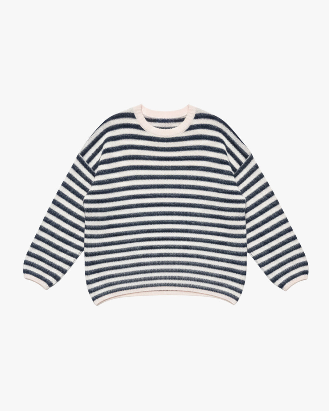 STRIPED MOHAIRMIX KNIT - ROSE MARINE