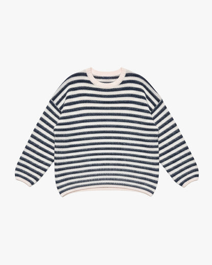 STRIPED MOHAIRMIX KNIT - ROSE MARINE