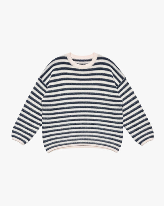 STRIPED MOHAIRMIX KNIT - ROSE MARINE