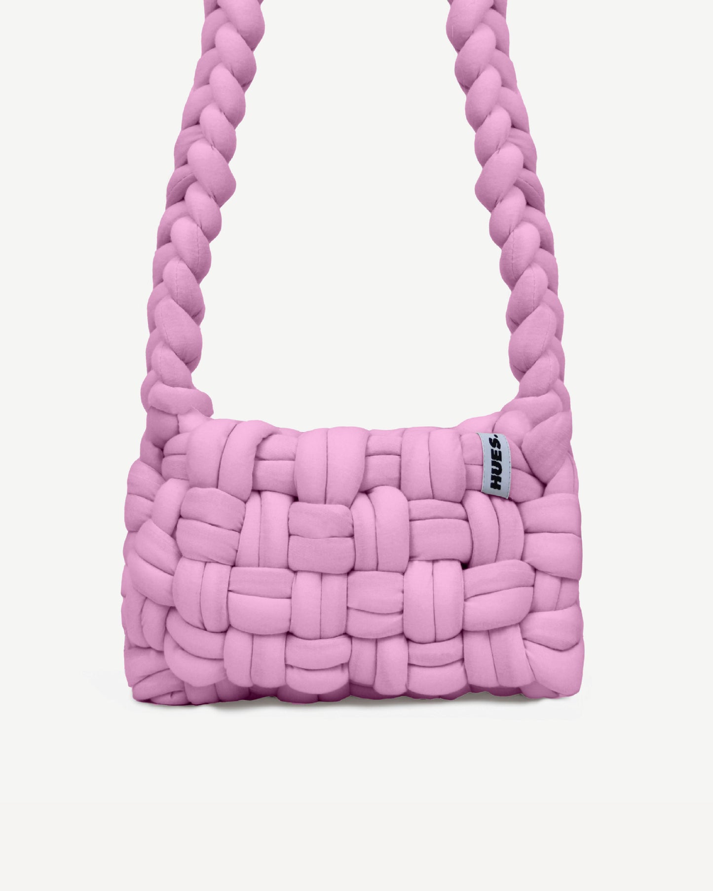 HUES STUDIOS | Shao bag Pink 🩷 | Lichtroze | Chunky yarn | Crochet | Gehaakte tas | Voorzijde | Bestel nu!