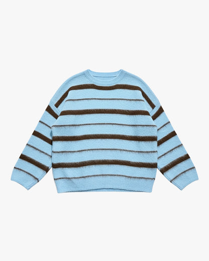 STRIPED MOHAIRMIX KNIT - BLUE