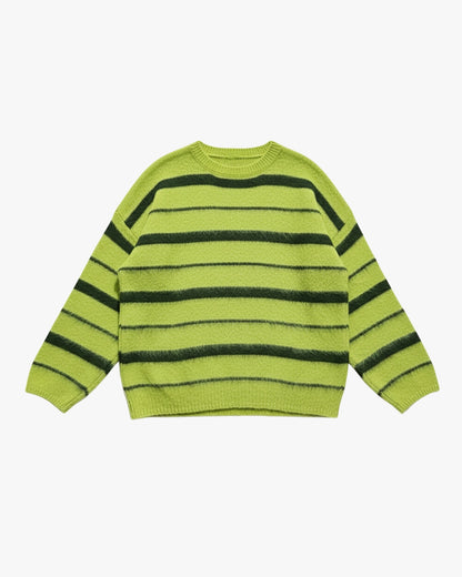 STRIPED MOHAIRMIX KNIT - GREEN
