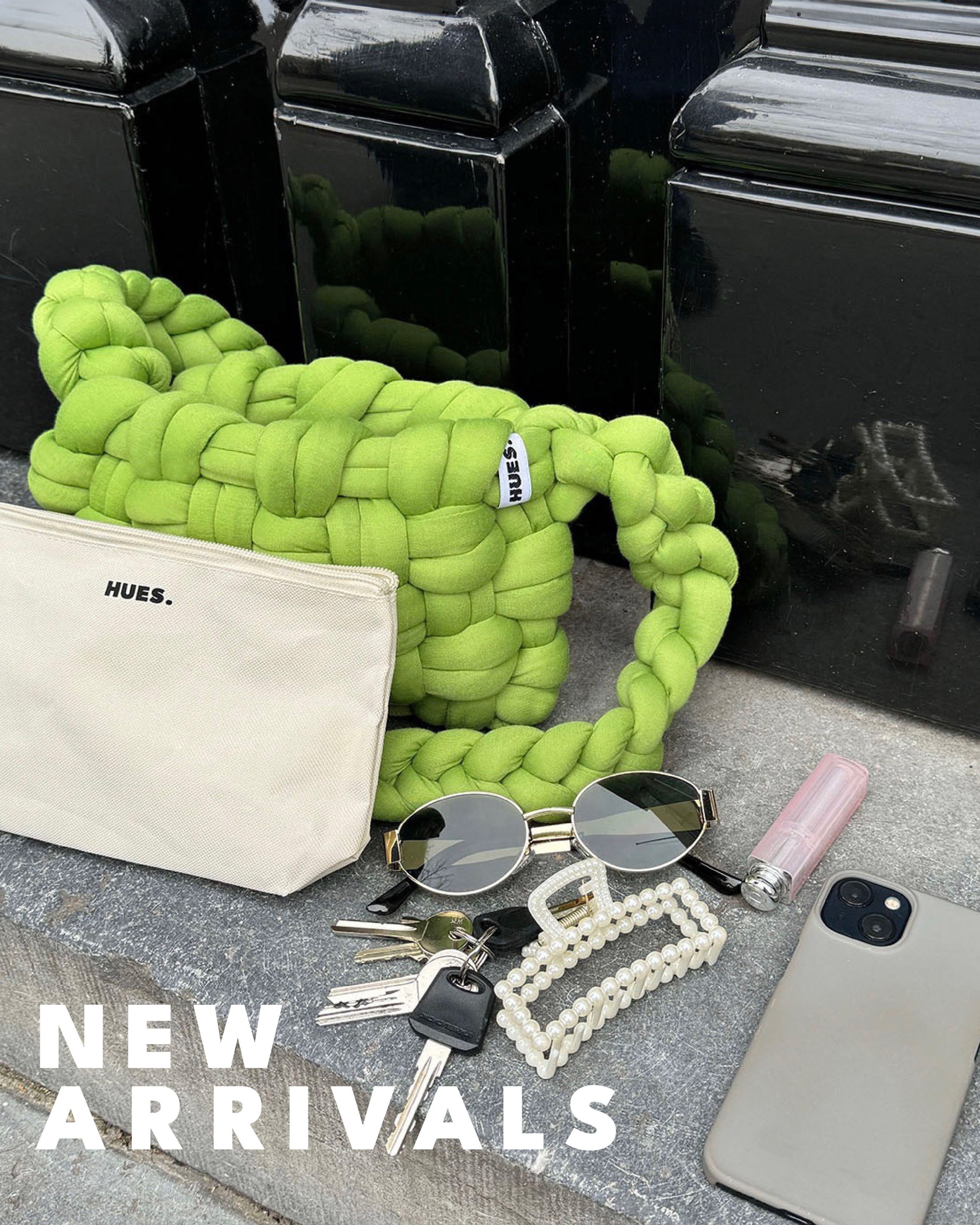 HUES STUDIOS | Shao bag Green 🍏 | Groen | Chunky yarn | Crochet | Gehaakte tas | Binnentas | Voorzijde | Inhoud | Bestel nu!